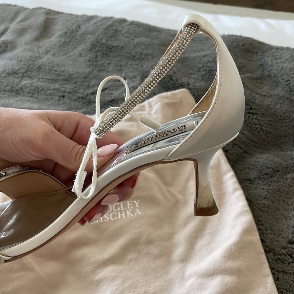 White jewel Badgley Mischka Wedding Heels - Picture 4 of 9